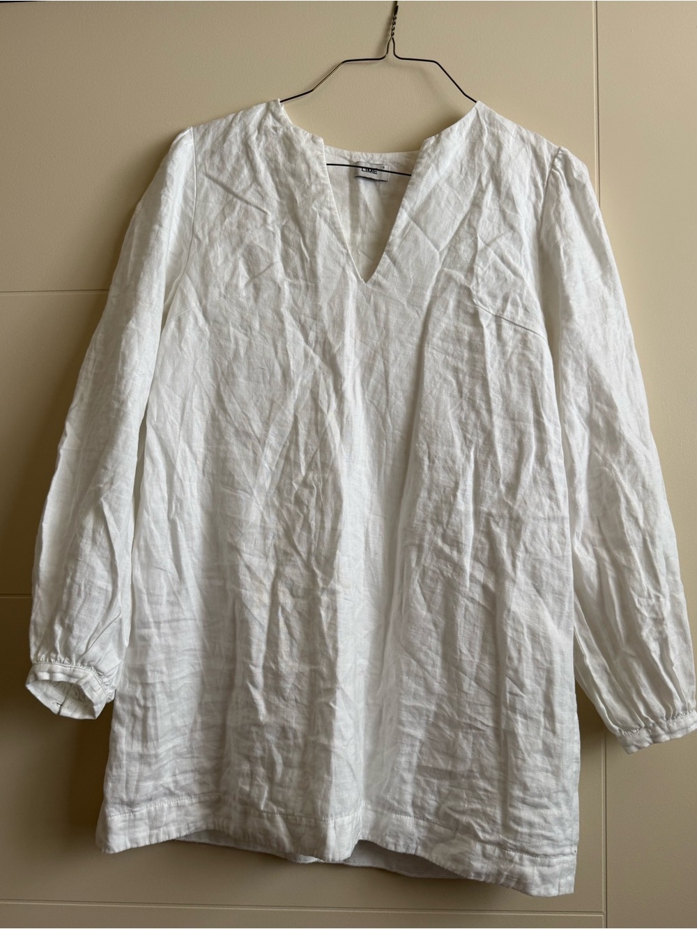 LIMÉ UAE 100% Linen Tunic White Dress Size S